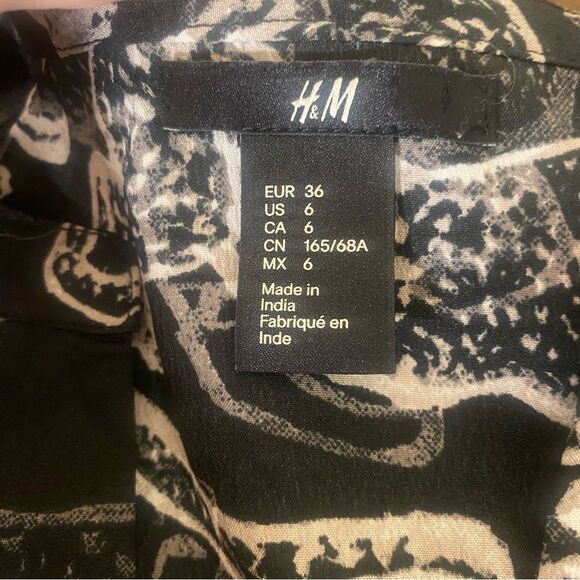H&M Jumpsuit Black Tan Leopard Cheetah Print Women's Size 6 Lightweight Summer - Picture 8 of 9